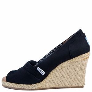 Toms Espadrilles Classic Black Wedges 10